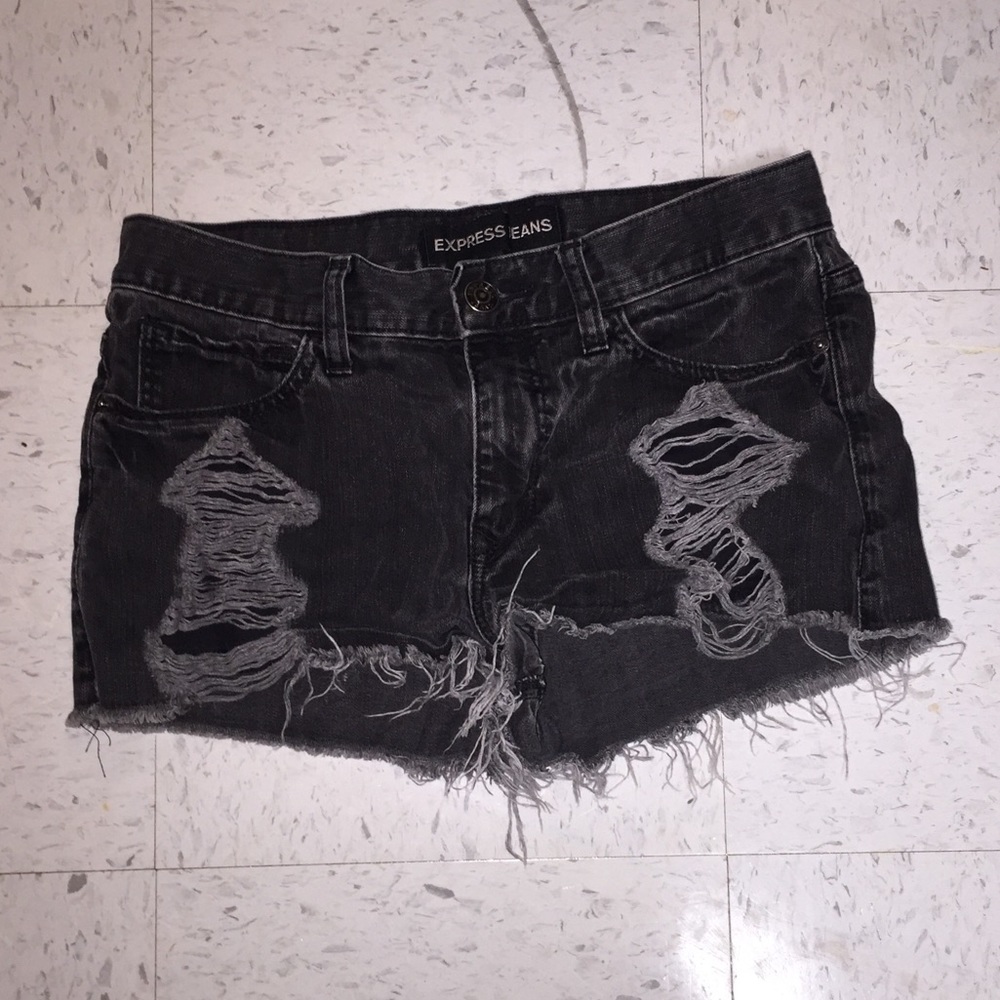Express black ripped shorts